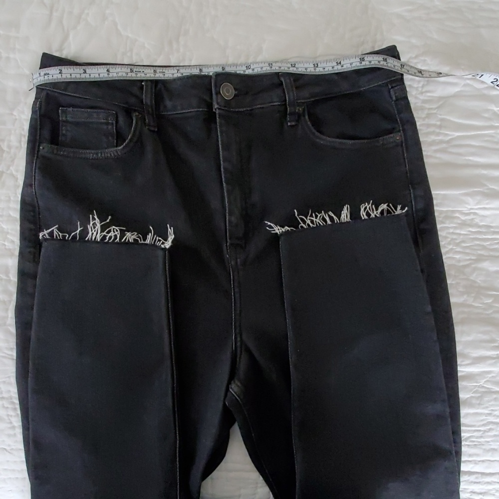 Topshop moto binx 34/30 black raw hem mom jean